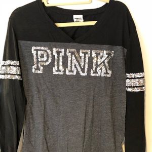PINK long sleeve bling tee